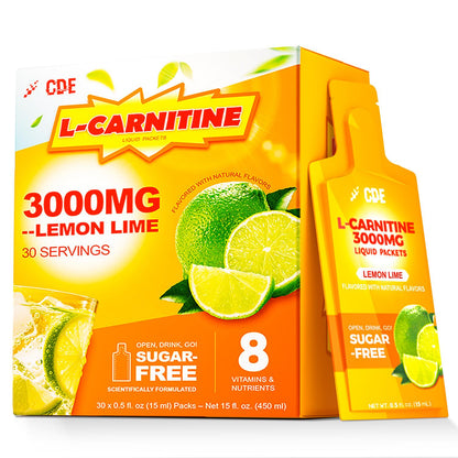 L-Carnitine Liquid 3000 mg Supplement with Green Tea Extract & Taurine - Energy & Muscle Recovery Support - 30 Liquid Packs