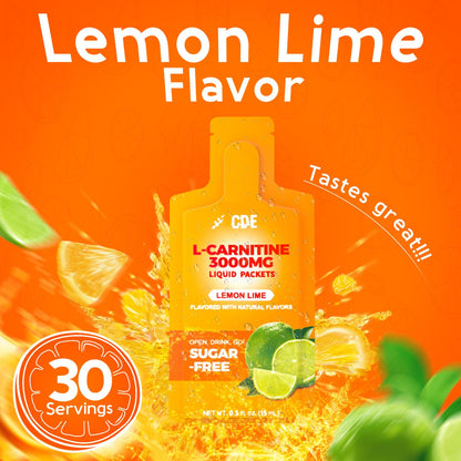 L-Carnitine Liquid 3000 mg Supplement with Green Tea Extract & Taurine - Energy & Muscle Recovery Support - 30 Liquid Packs